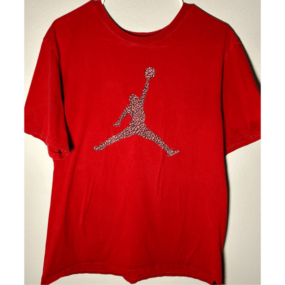 Jordan Red Graphic Red T-shirt Leopard Print Jumpman Sz XL - Picture 1 of 9
